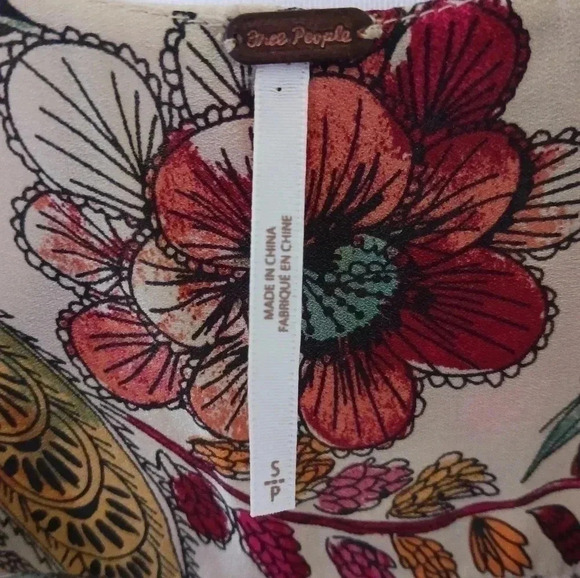 Free people floral print dress sleeveless v-neckline & A line Small size - Picture 13 of 13